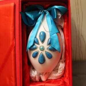 HSN Christmas Turquoise & White Ornament by Jay King - Signed